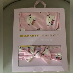 Posh Peanut Hello kitty swaddle set headband  Baby bamboo